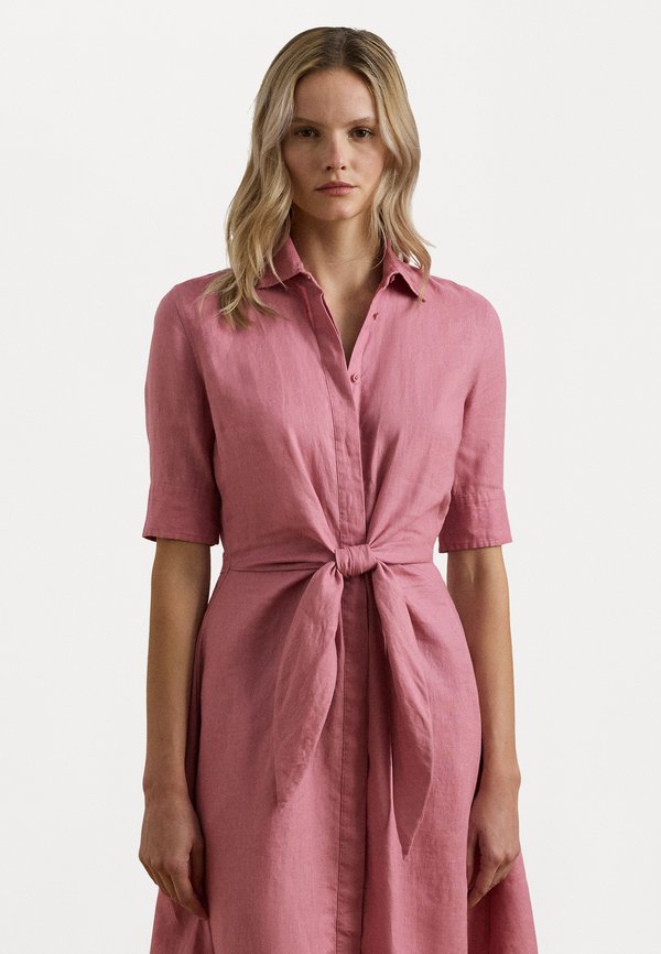 SOFT DRAPEY LINEN DRESS - Shirt dress - rose mauve