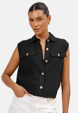 Lipsy, REGULAR FIT - SLEEVELESS UTILITY SHIRT . - Skjortebluser - black