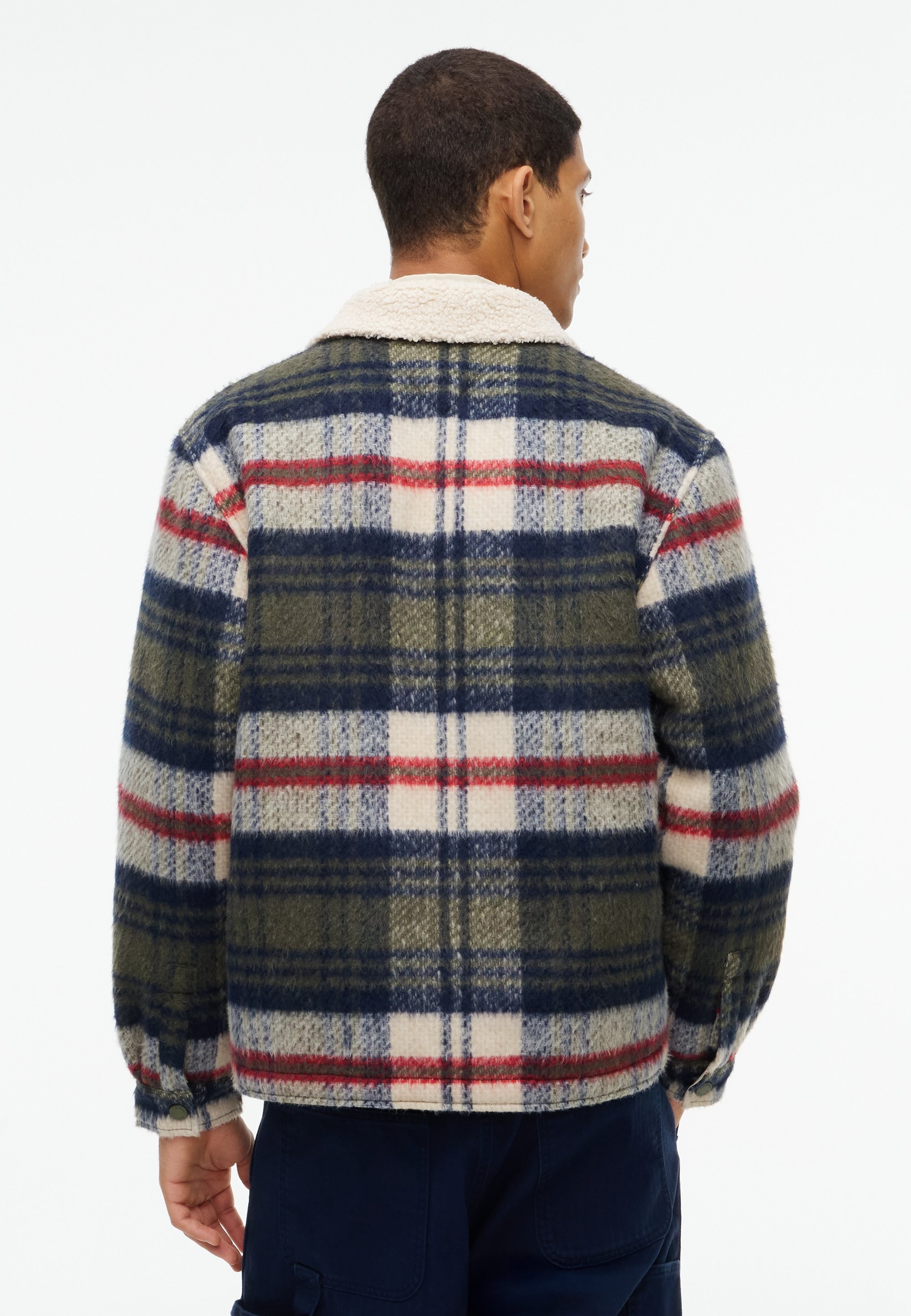 Tommy Jeans 테디 라이닝 브러시드 플란넬 오버사이즈 자켓