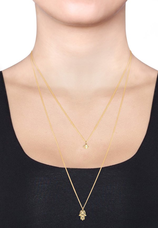 HALSKETTE PANZERKETTE OM HAMSA HAND EVIL EYE - Ohrringe - weiß