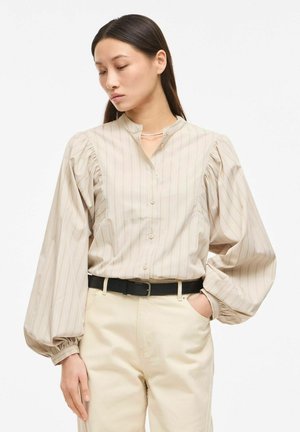 Rouge Edit LANGARMHEMD MANDARINKRAGEN - Blouse - petrified oak