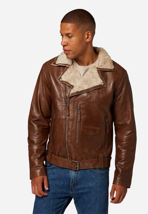 HARLEM - Leather jacket - cognac