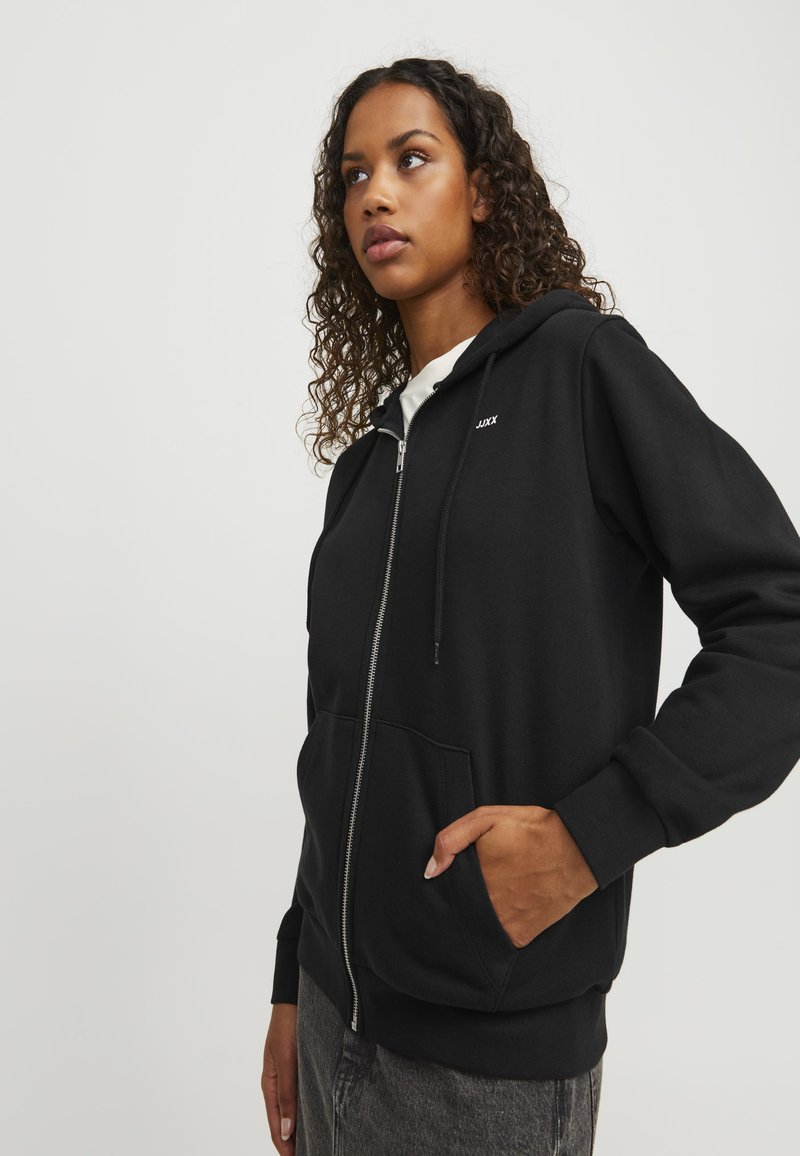 JACK & JONES Jxabbie RLX LS Every Zip Hood Swt Noos Felpa con Cappuccio, Mauve Shadows/Print:Grey Lilac Jjxx Logo, XS Donna