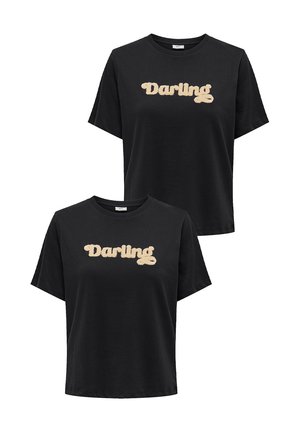 2ER-SET DESIGN   MIT RUNDHALS UND SCHRIFTZUG - T-Shirt print - schwarz