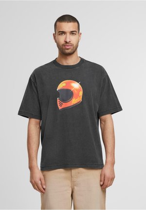 MARKET SMILEY FULL FACE - Print T-shirt - washed black