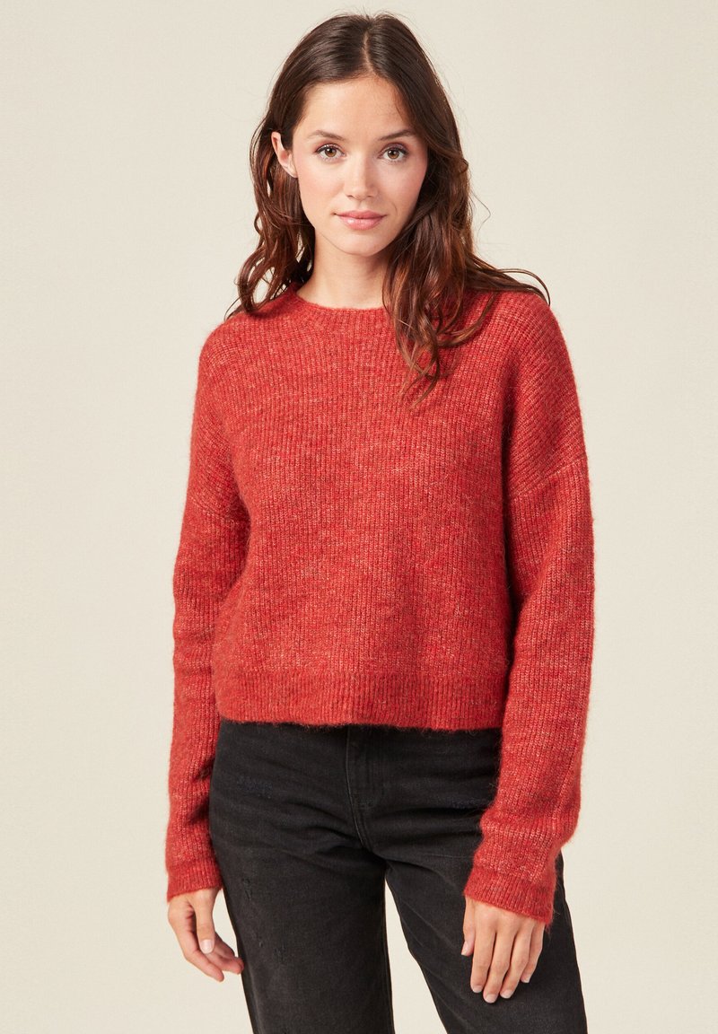 BONOBO Jeans MIT LANGEN ÄRMELN CROPPED - Strickpullover - rouge foncé