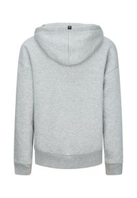 Felpa grigia con un ampio e morbido cappuccio. Presenta polsini e orlo a coste, realizzata in un tessuto accogliente e testurizzato. Design minimalista senza loghi visibili.