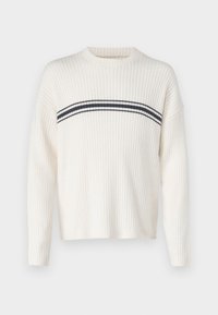 Striped Crew Sweater - Neule - white