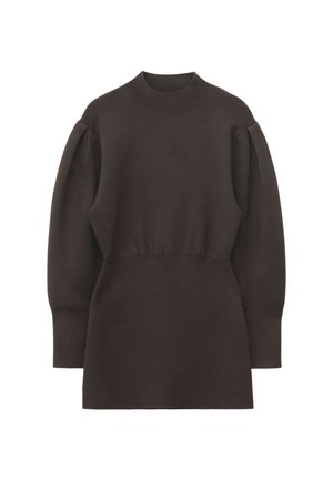 & OTHER STORIES, & OTHER STORIES KNITTED MOCK-NECK MINI DRESS - Robe pull - dark brown
