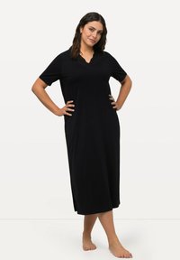 Ulla Popken LOCHSTICKEREI V-AUSSCHNITT HALBARM - Camicia da notte - black