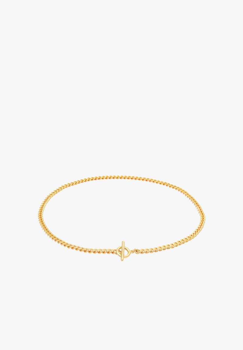 Collier chaîne ton or avec fermoir à bascule rond, présenté sur fond blanc.