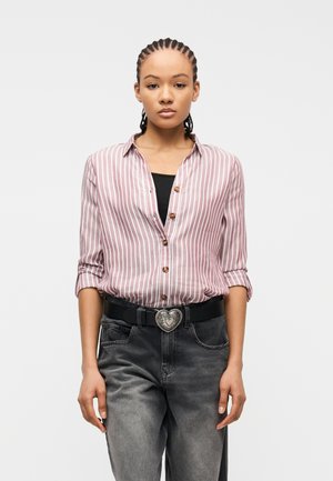 ONLRILLO PUORI STRIPE - Πουκαμίσα με κουμπιά - rose brown/bright white