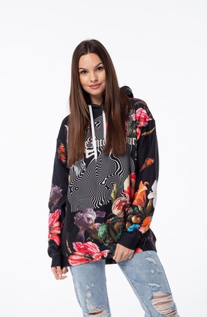 FLOWERS OVERSIZE  - Kapuzenpullover - black