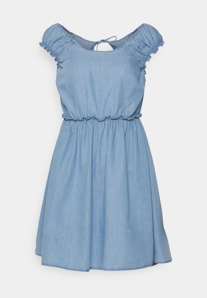 ONLY SMOCK STRING DRESS - Day dress - medium blue denim/blue denim ...