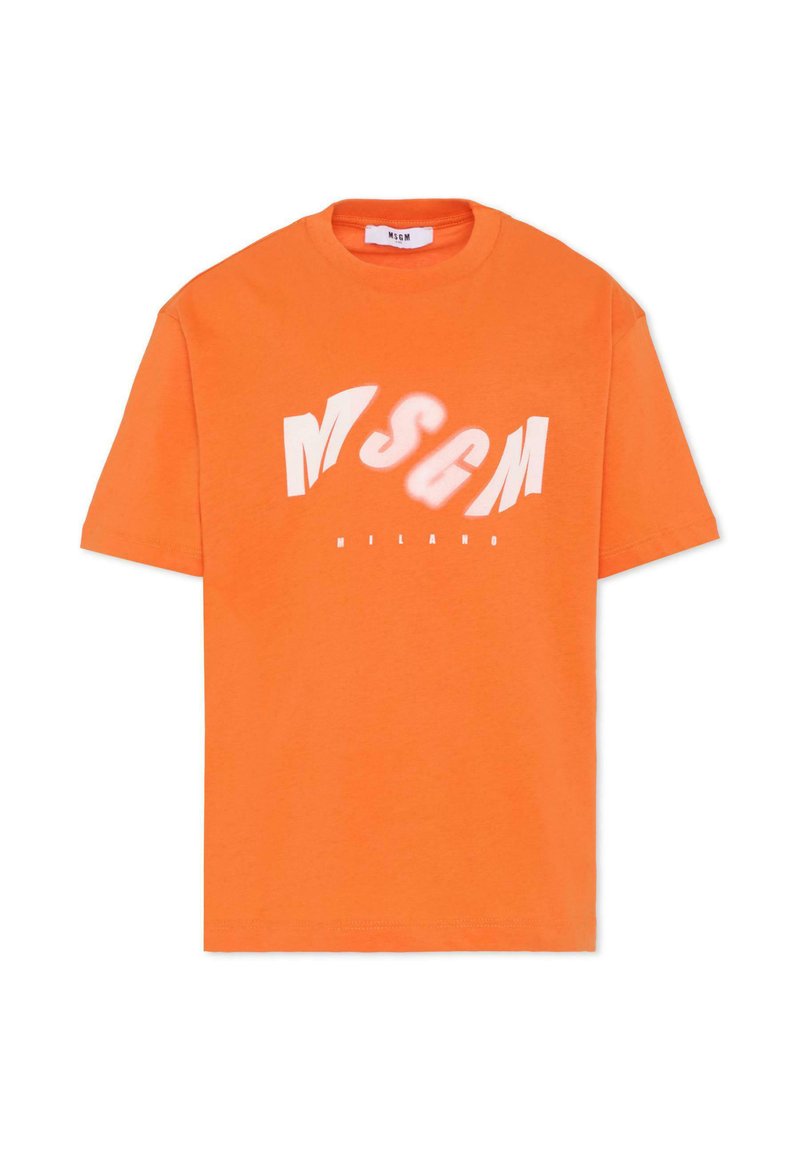 Felgroene T-shirt met korte mouwen, met de vervormde witte tekst "MSGM" en daaronder in kleinere letters "MILANO".