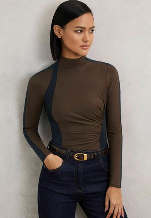 Top s dlhým rukávom - navy/camel