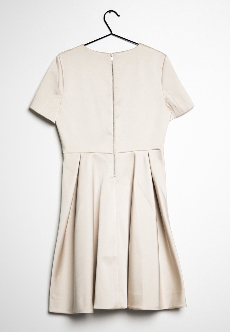 cos dress beige CURVED-SLEEVE COTTON MIDI SHIRT DRESS - BEIGE