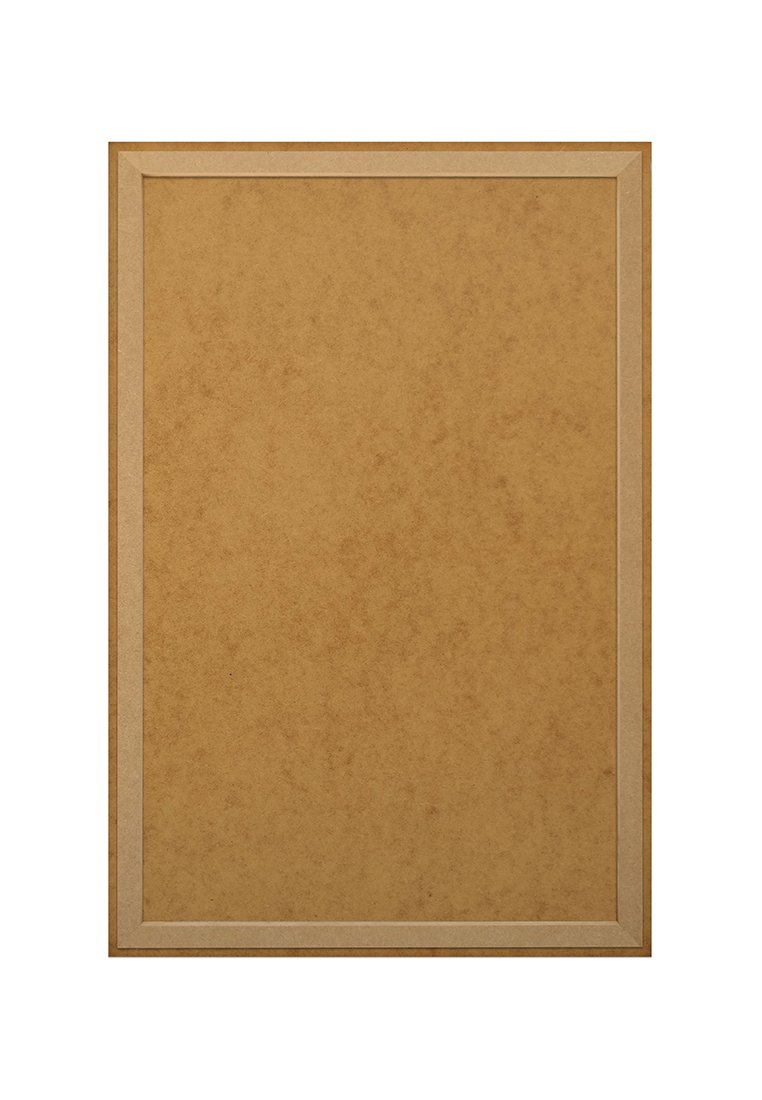 Braune Präsentationsplatte mit einem beigen Rand. Glatte, strukturierte Oberfläche, rechteckige Form, geeignet zum Präsentieren von Dokumenten oder Kunstwerken.