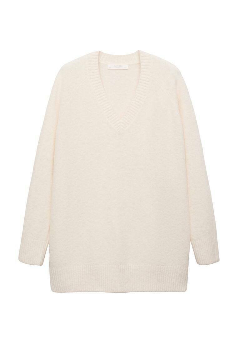 Mango V-NECK SWEATER Maglione off-white/avorio
