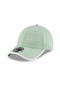 Green baseball cap with white accents, featuring "Oracle Red Bull Racing" embossed in white text on the front and a black logo badge on the brim.
