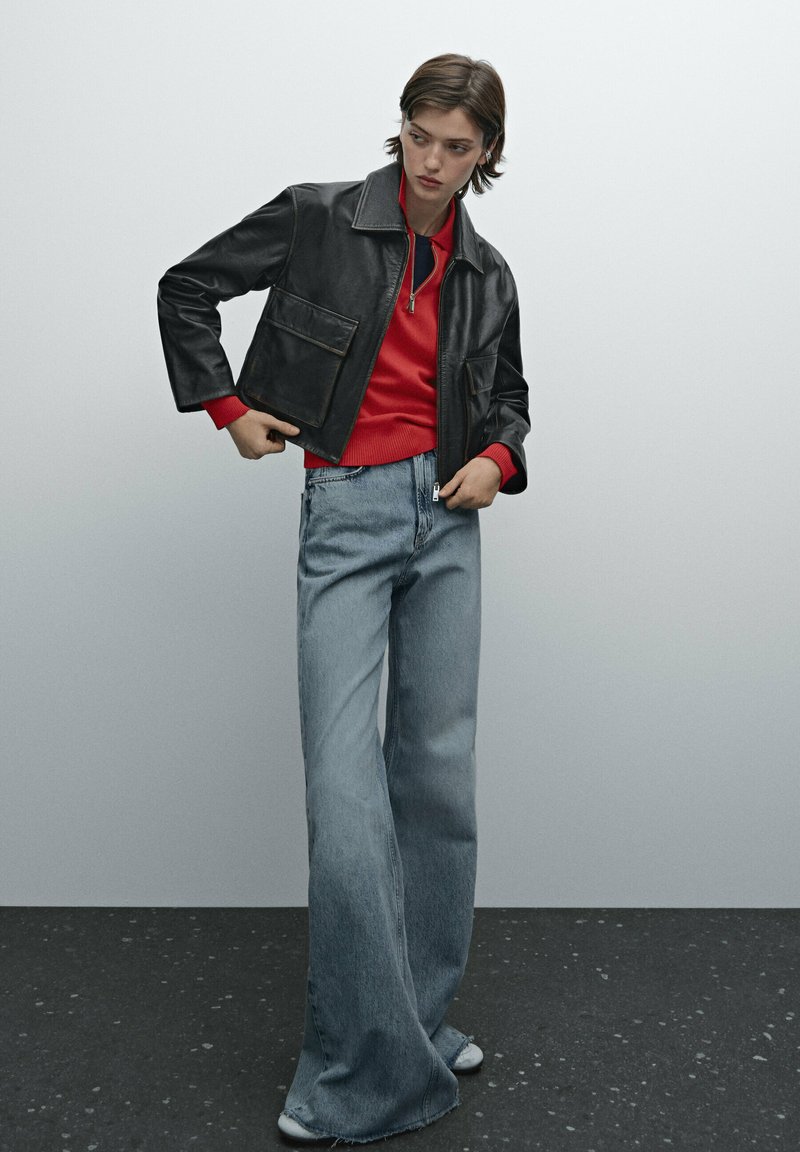 Veste Courte Veste En Cuir Massimo Dutti Femme Veste Courte