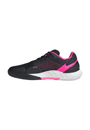 Black and pink athletic sneaker with textured sole, mesh fabric upper, and "ADITUFF" label on side.