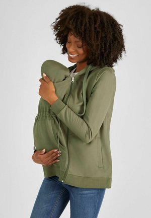 3-IN-1 HOODIE WITH BABY CARRIER PANEL MATERNITY - Cipzáras pulóver - khaki