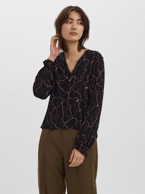 Vero Moda VMANNA V NECK - Μπλούζα - black/esta