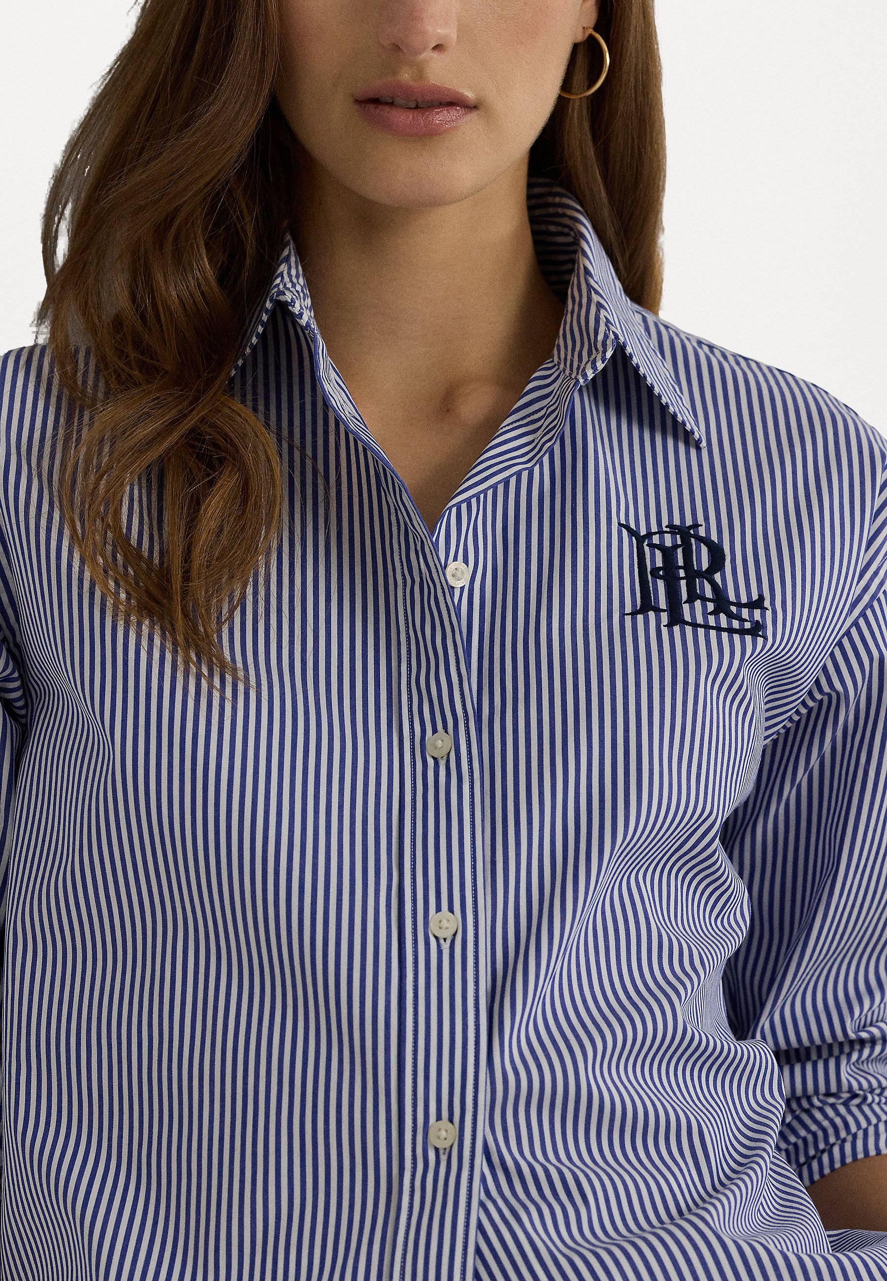 売れ筋商品|||ラルフローレン シャツ レディース トップス RELAXED FIT COTTON SHIRT - Button-down blouse - blue Lauren Ralph Lauren RELAXED FIT STRIPED STRETCH COTTON SHIRT