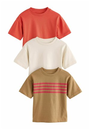 REGULAR FIT - SHORT SLEEVE - 3 PACK - Potiskana majica - red tan stripe