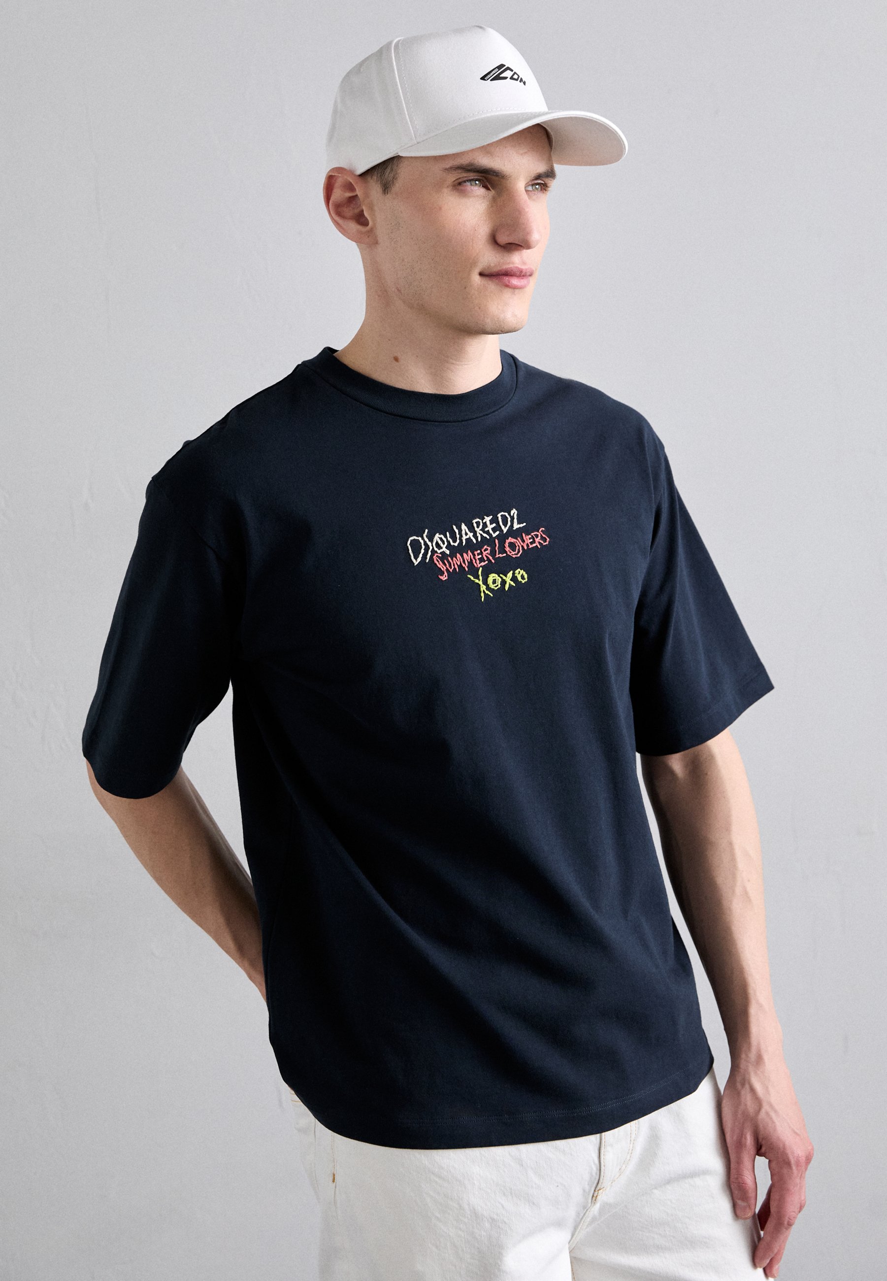 Dsquared2 LOOSE FIT TEE - Print T-shirt - deep blue/dark