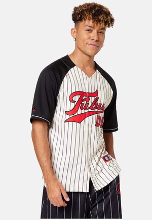 VARSITY PRINDSTRIPED BASEBALL  - Vapaa-ajan kauluspaita - beige