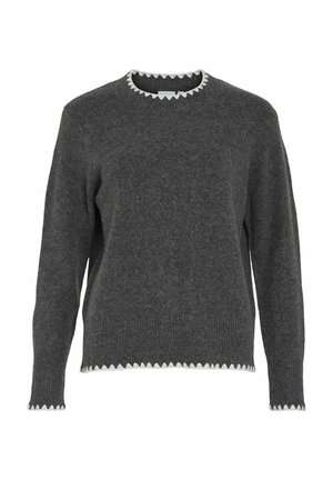 VILA Stickad tröja - dark grey melange