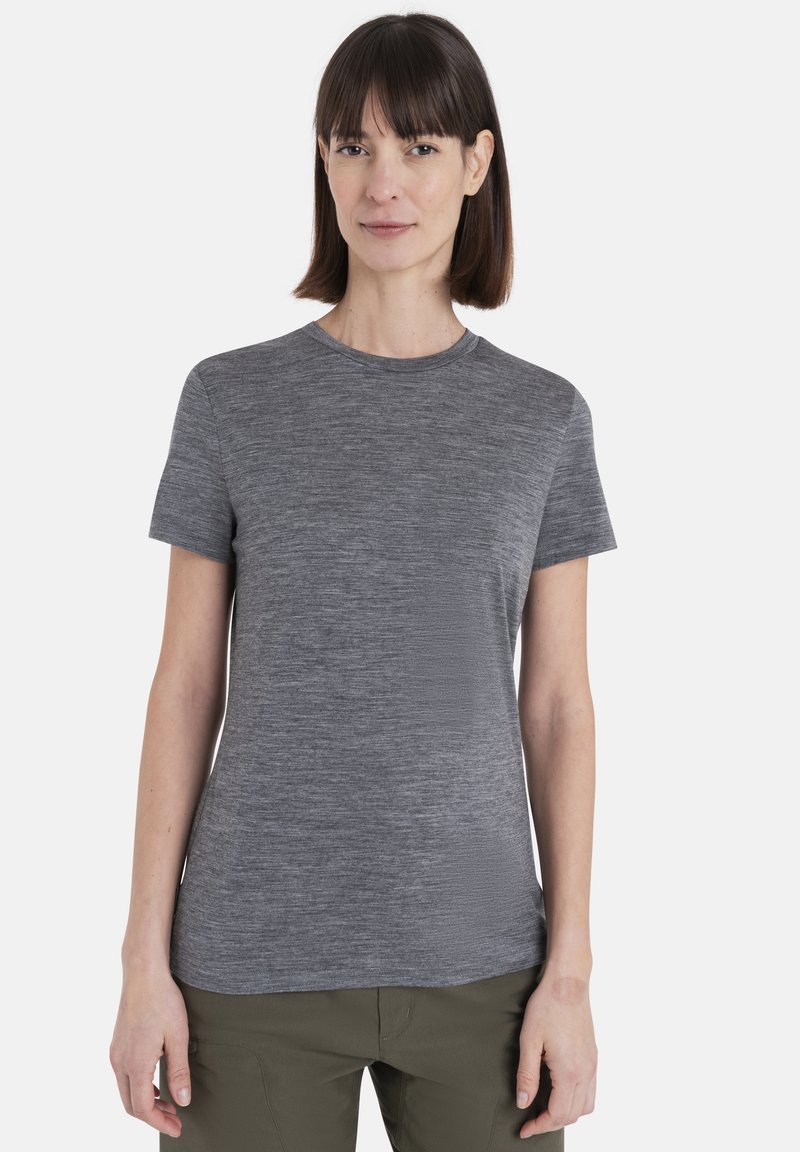 Kortärmad grå t-shirt med Rund halsringning, gjord av ett mjukt och texturerat tyg. Har en avslappnad passform och minimal design.