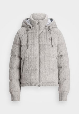 Polo Ralph Lauren CABLE KNIT HOODED DOWN COAT - Chaqueta de plumas - new grey heather