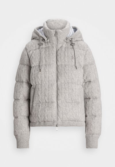 Polo Ralph Lauren CABLE KNIT HOODED DOWN COAT - Páperová bunda - new grey heather