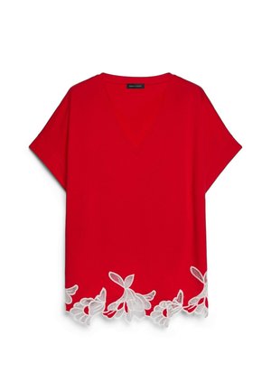 Fiorella Rubino, T-SHIRT CON RICAMI FLOREALI - T-shirts print - rosso