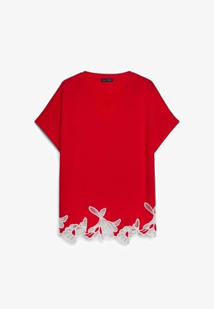 Fiorella Rubino, T-SHIRT CON RICAMI FLOREALI - T-shirts print - rosso