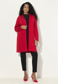 Ulla Popken LONG OPEN FRONT SWEATER - Cardigan - salsa melange