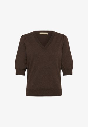 Culture, CUPINNIE ANNEMARIE SHORT SLEEVE VNECK - T-shirt basique - coffee bean