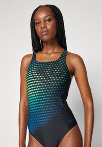 Speedo WOMENS DIGITAL PRINTED MEDALIST - Kupaći kostim - black/dark teal/harlequin green