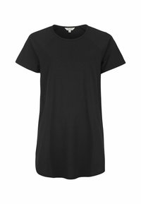 Svart kortärmad T-shirt i mjuk bomull. Har en rund halsringning, avslappnad passform och en slät yta utan synliga mönster eller detaljer.