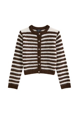 New Look Teen, GIRLS BRUSHED STRIPED CARDIGAN - Chaqueta de punto - brown pattern