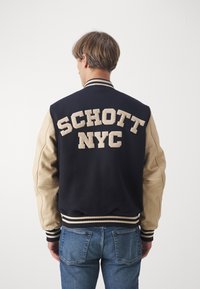 Schott - Lederjacke - navy/beige Thumbnail-Bild 1