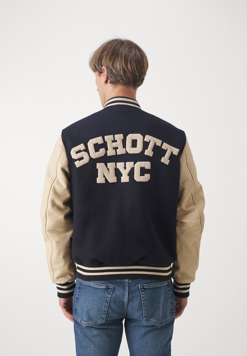 Schott Kožená bunda - navy/beige