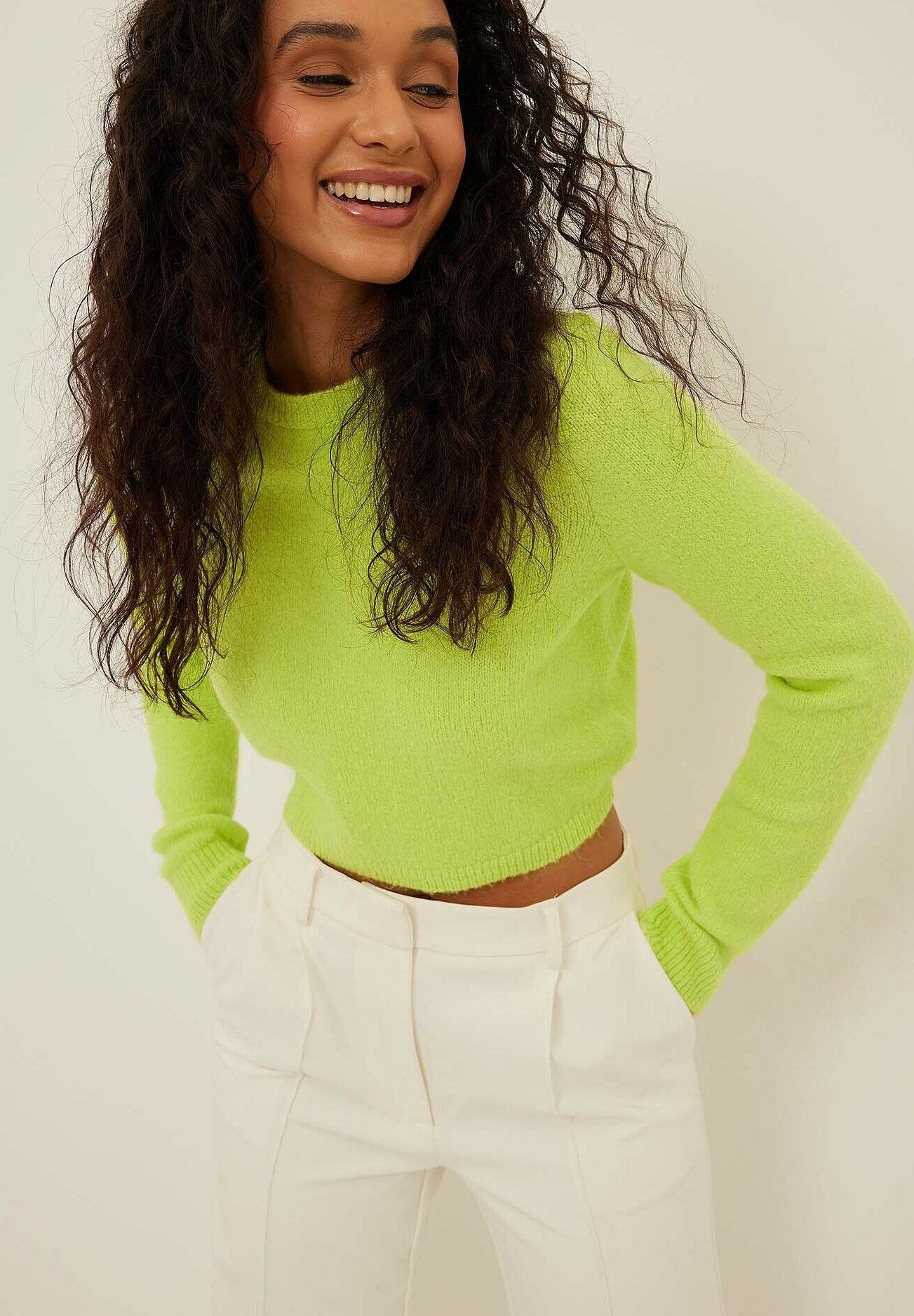 NA-KD MIT RÜCKENAUSSCHNITT - Strickpullover - lime/grün - Zalando.de