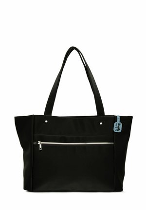 LARGE SATIN TOTE BAG WITH SIDE ZIPPER DETAIL - Maisiņveida soma - black