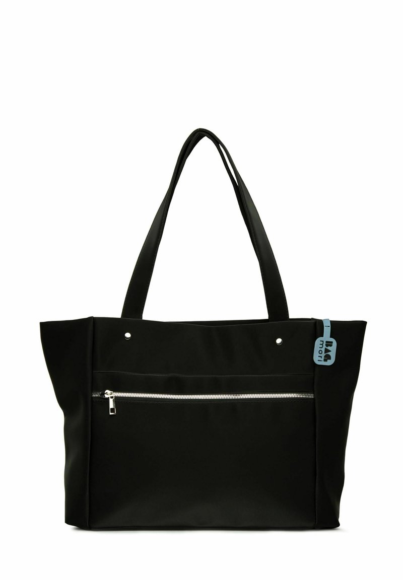 Bagmori LARGE SATIN TOTE BAG WITH SIDE ZIPPER DETAIL - Cabas - black