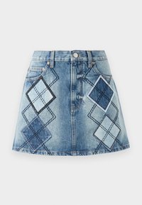 ARGYLE PATCHWORK - Suknja od trapera - light blue