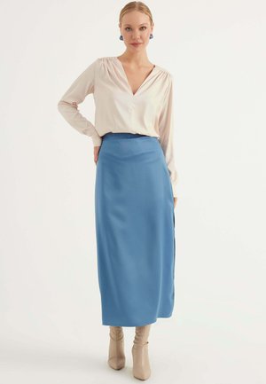 Herita Midi Skirt With Side Slit - A-lijn rok - blue
